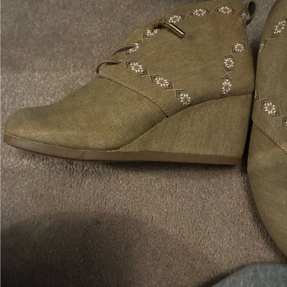 Wedge Ankle Booties in Olive Green
